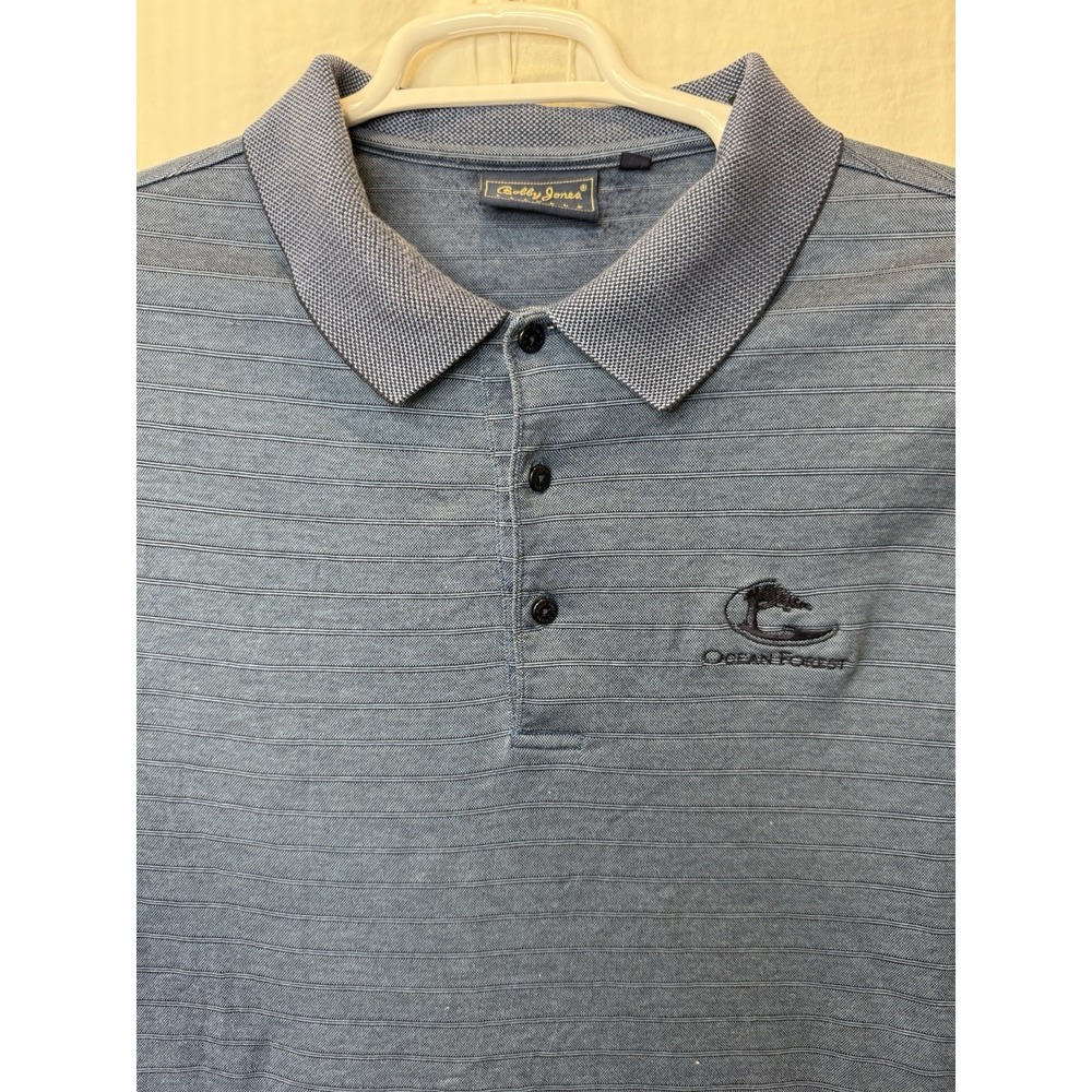 Bobby Jones Players XL Blue Stripe Shortsleeve Polo OCEAN FOREST SEA ISLAND